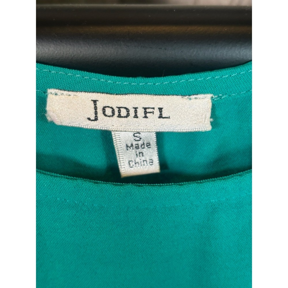 Jodifl Teal Green Tiered Tie Shoulder Sleeveless Shift Dress Womens Small - Picture 6 of 9